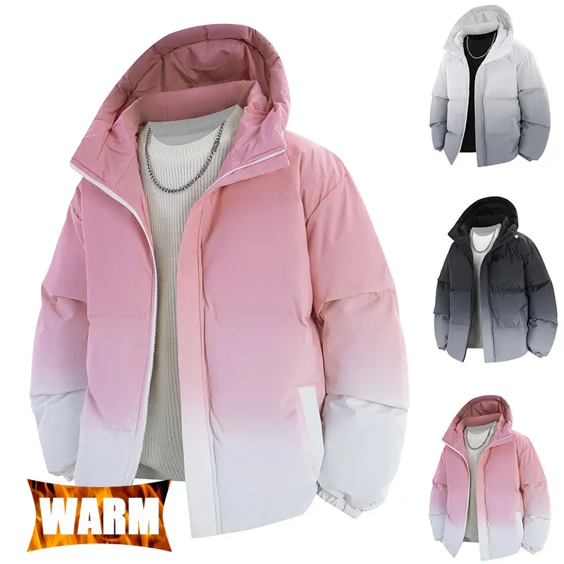 Chaqueta de senderismo Unisex para hombre y mujer, chaqueta con cremallera para acampar con gradiente a prueba de viento para exteriores, chaqueta informal de viaje y esquí gruesa y cálida para invierno