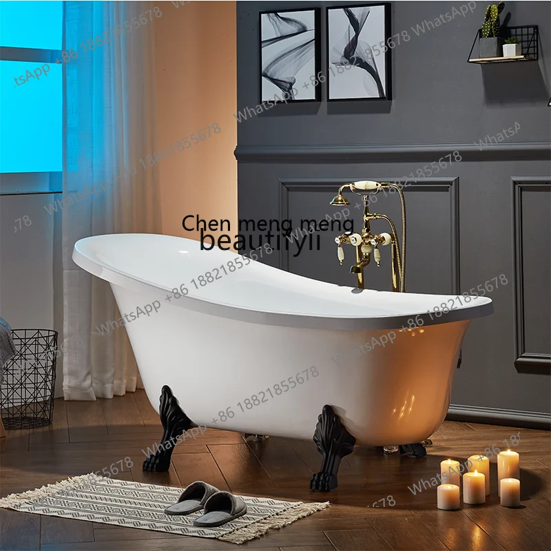 Acrylic Bathtub with Footrest 1.2- 1.8m Hotel Homestay Household Bathtub