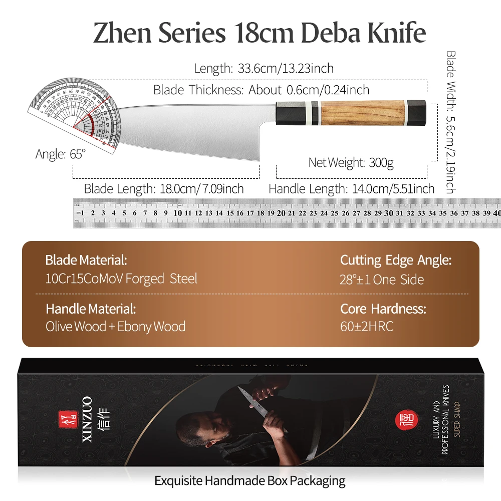 XINZUO 18cm Deba Knife High Quality 10Cr15CoMoV Forged Steel With Olive Wood Octagonal Handle Japanese Knife Sashimi Knife