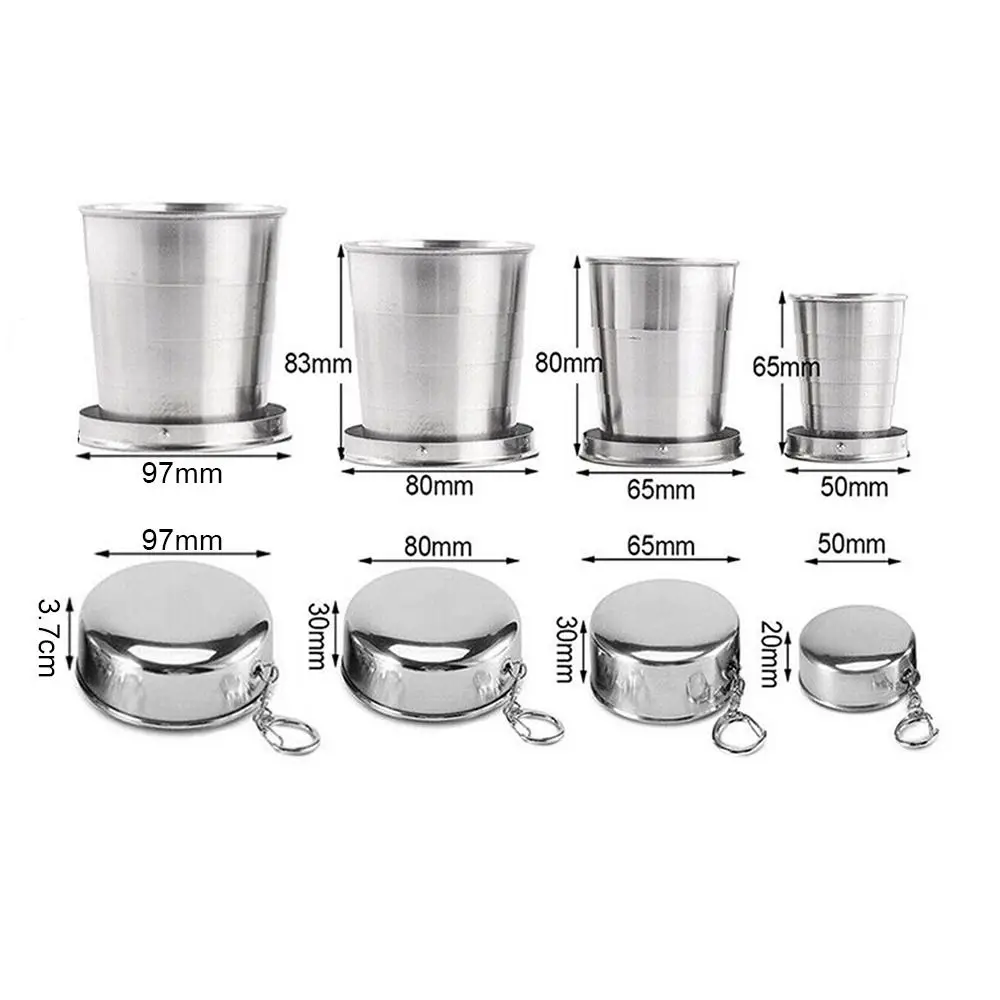 aliexpress fishing cup collapsible Travel with Lid 2.5Oz (75ml) - Leak-Proof Сollapsible Shot Glass Keychain, Highly Portable, Made of Rust & Bend Resistant Stainless Steel Collapsible Cup Outdoor Shot Glass