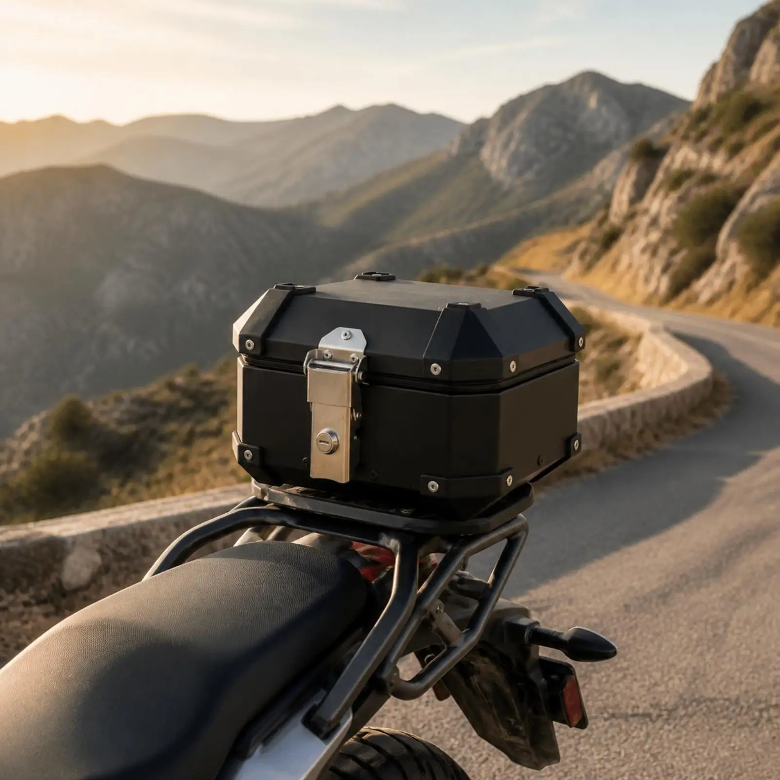 Reinforced-Body Motorcycle Rear Top Box High Strength Aluminum Alloy Motorcycle Top Box Tail Trunk for Everyday Commuting, Short