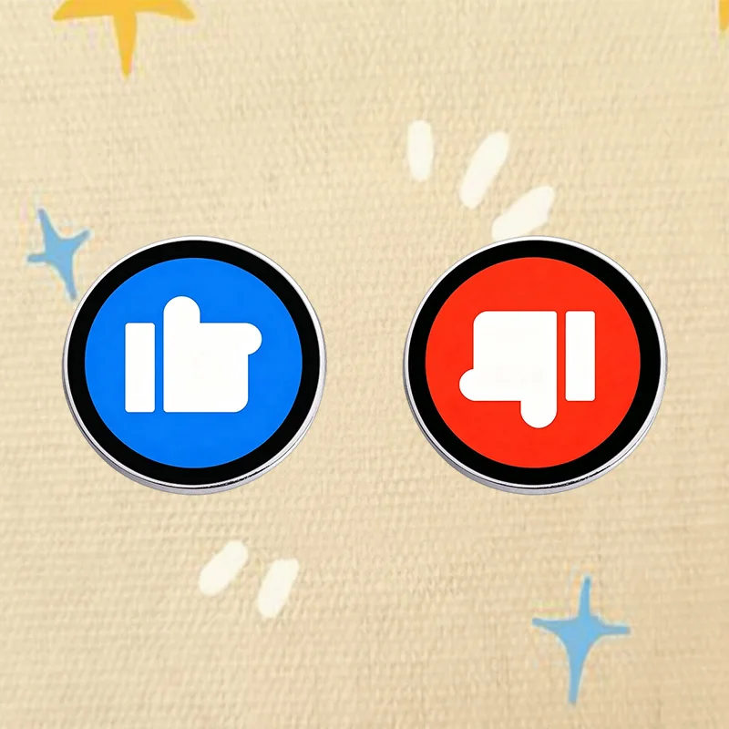 Like Dislike Symbol UV Printing Badges Thumbs Up Thumbs Down Icon Pins Funny Social Media Metal Brooches Lapel Pin Set Gift