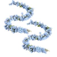 2 Pcs Artificial Silk Flowers Hanging Wedding Decoration Blue ColorFlower Vines Garland Wreath Home