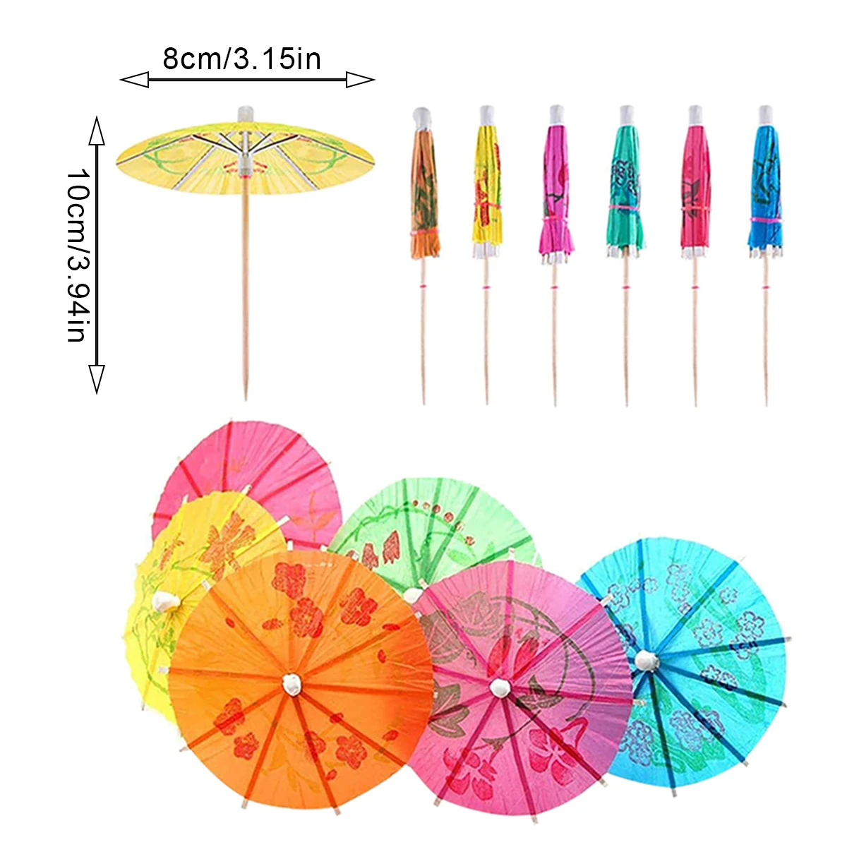 50 Cocktail Umbrella Sticks Decorated With Fruit Paper Cups, Cakes, Desserts, Buffet, Cocktail Umbrella Drinks, Party Utensils