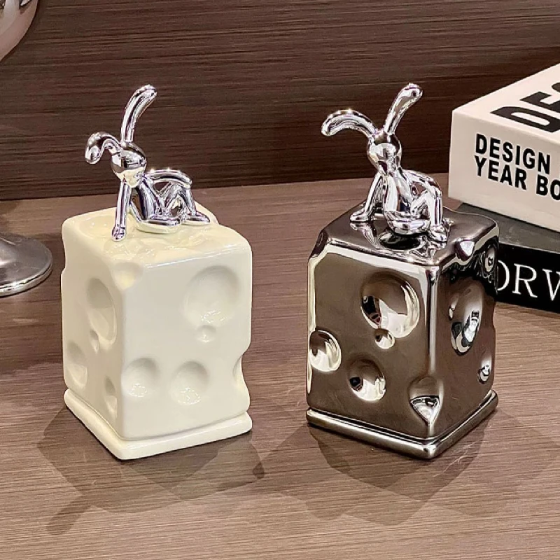 

European Ceramic Cheese Toothpick Box Cotton Swab Box Creative Household Light Luxury Portable Toothpick Box Kitchen Accessories