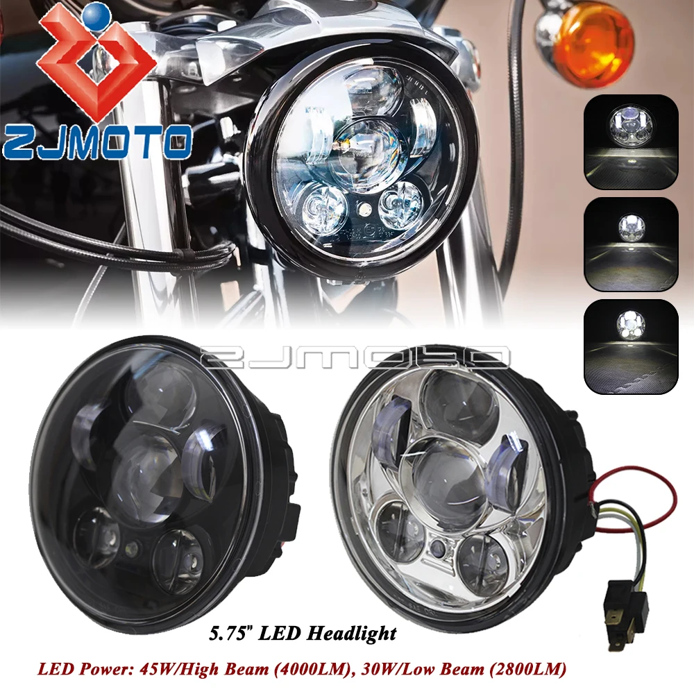 

Motorcycle 5.75" LED Headlight Round Projector Head Lamp For Harley Sportster XL 883 1200 C FXST FXD B C D FXD L/SE/F/35/WG Dyna