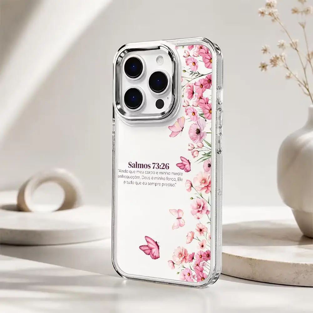 Flower Electroplating frame Transparent Phone Case for Iphone 17 Air 16 15 Pro Plus PM Soft TPU Drop-Proof cover For Girl gifts