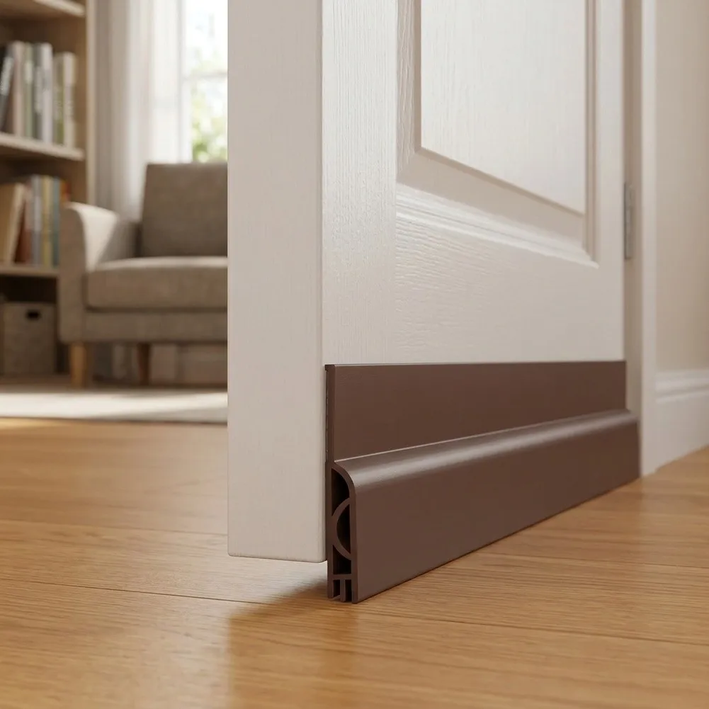 Door Bottom Gap Seal Strip TPE Material for Indoor For Bedroom Doors Dust Water Isolation Easy Self-Adhesive Mount