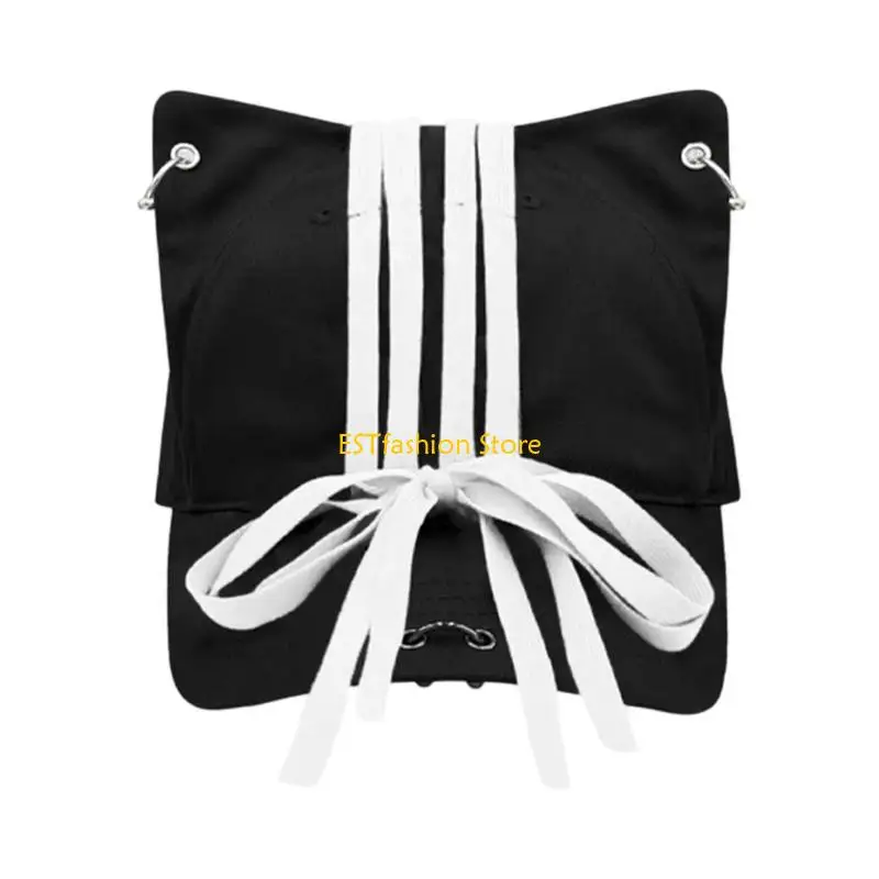 Y5GC Breathable Cats Ear Caps with Lovely Bowknot and Metal Rings for Lady Theme Event