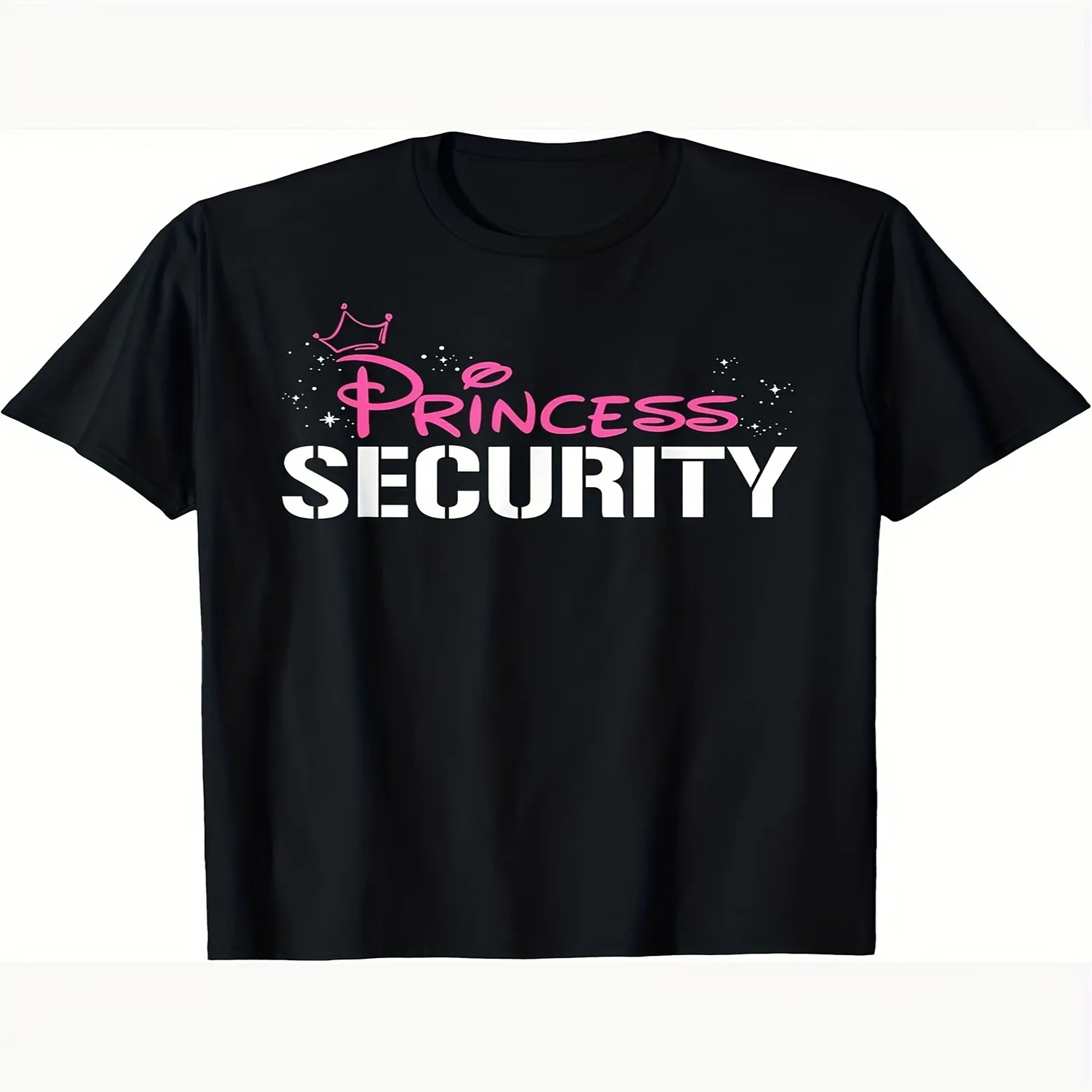 Men'S (unisex) Adult Black Security Princess Costume T-Shirt Short Sleeve Round Neck Casual Suit Top for Family Matching for Halloween Costumes Machine Washable YearRound Wearable Apparel Retro C Cotton Tee, Gift For Him
