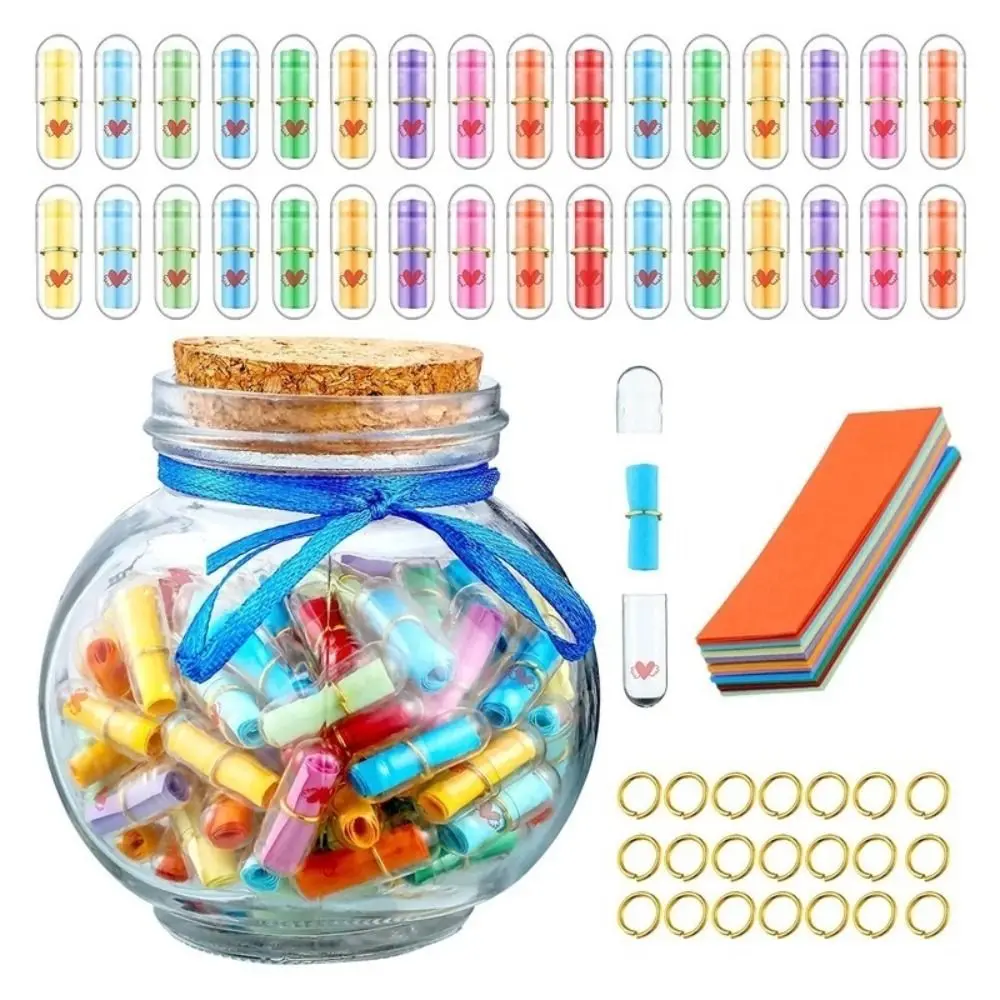 52pcs Plastic Capsule Wishing Bottle Gifts Transparent Colorful Transparent Wishing Bottle DIY Capsule Love Letter Bottles