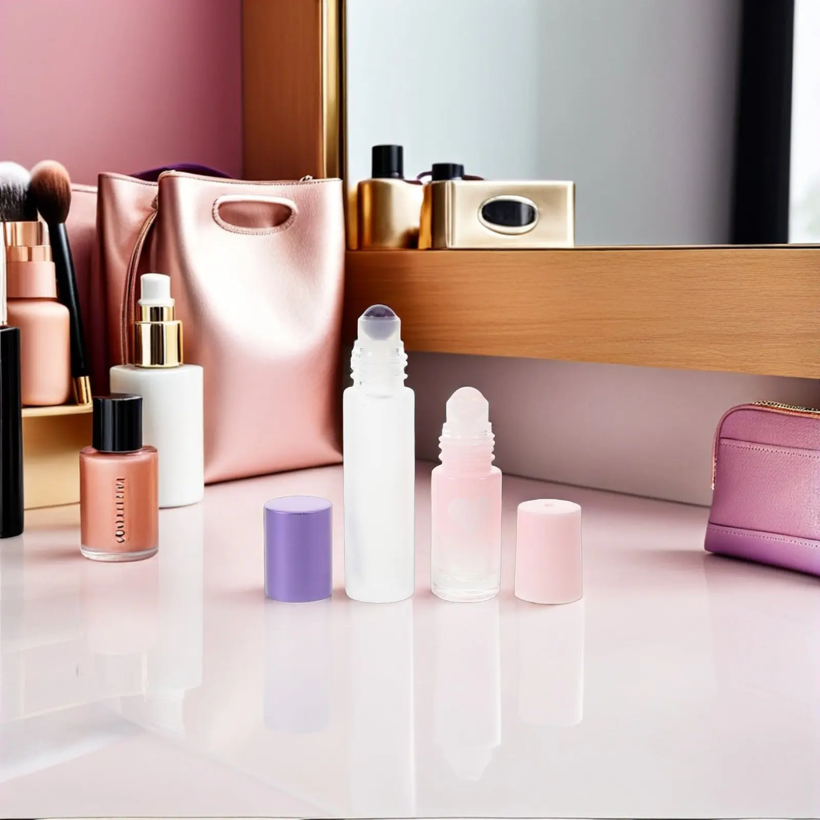 

6Pcs Essential Oil Roller Bottles 5Ml Refillable Leak Proof Glass Roll on Bottles for Travel Aromatherapy Massage Oil