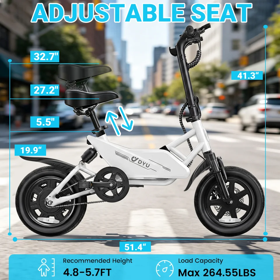 DYU X1 14” Folding Electric Bike Mini E-Bike 500W Peak 20MPH 36V 7.8AH Battery Compact City Commuter Electric Bicycle Style image 7