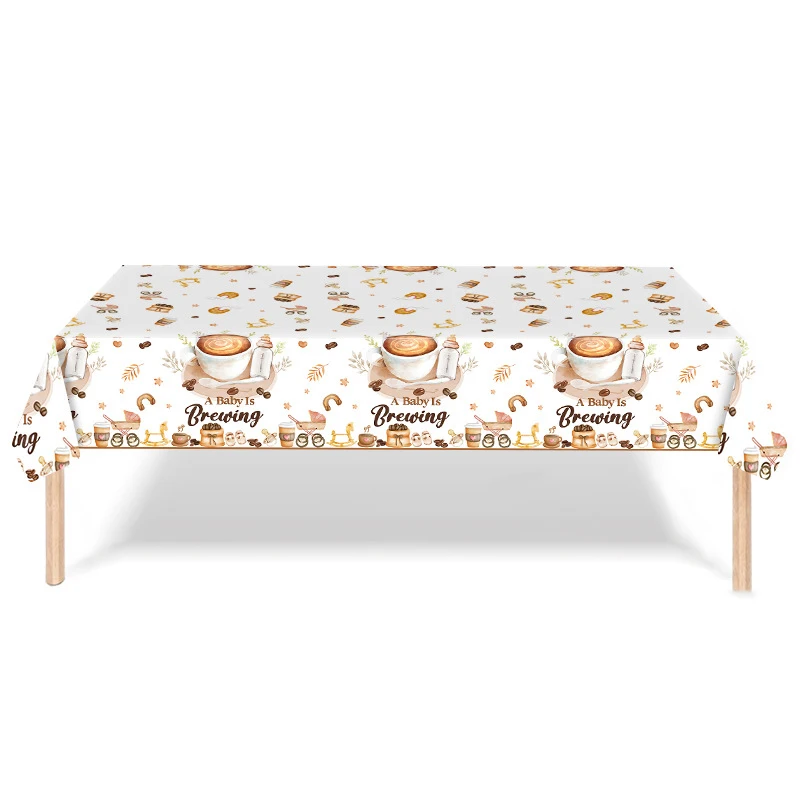 

1set Birthday Party Coffee Pattern Style Table Ornament Wedding Celebration Family Gathering Party Tablecloths Decoration