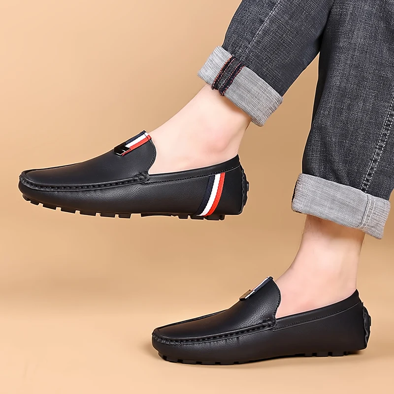 MAEDEF Men's Loafers High Quality Anti-slip Casual Shoes Men's Leather Loafer Outdoor Breathable Lightweight Soft Driving Shoes