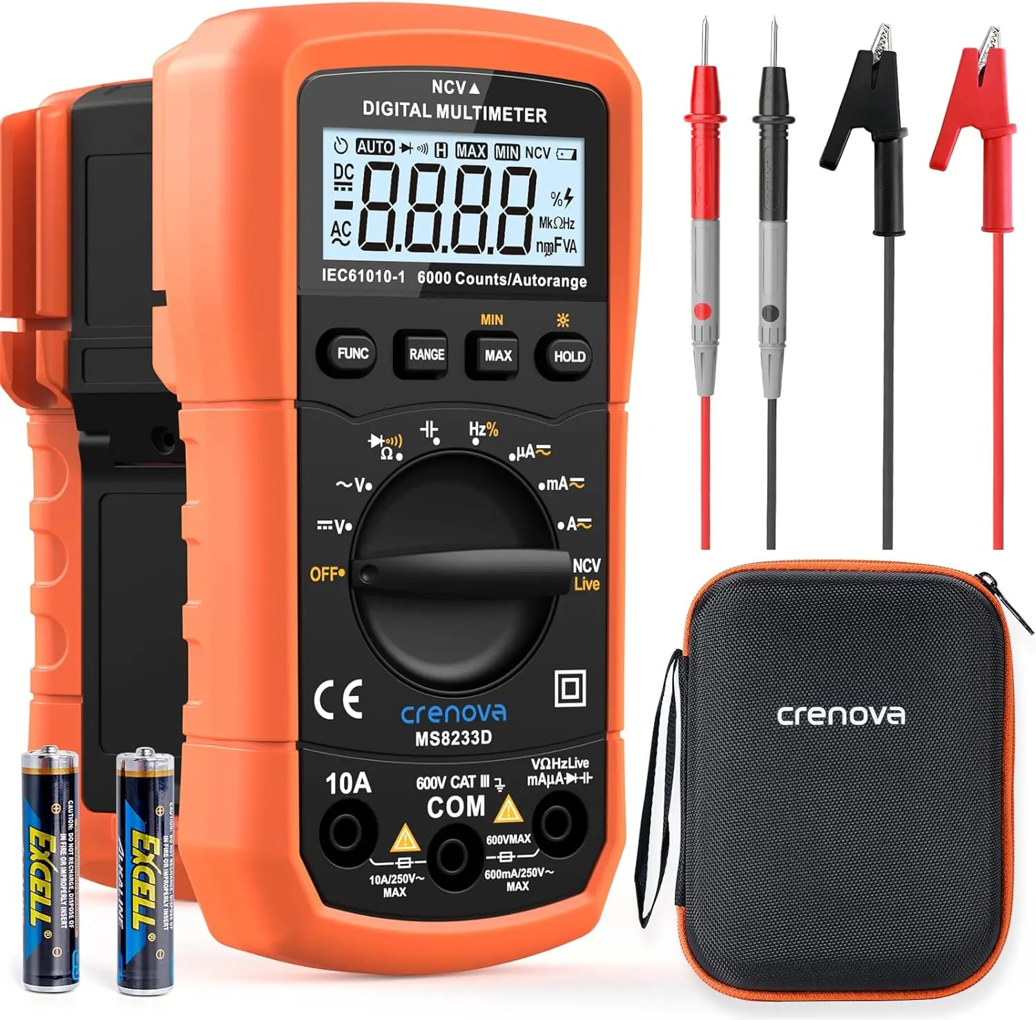 

MS8233D Digital Multimeter 6000 Counts DC AC Voltage Current Resistance Capacitance Tester