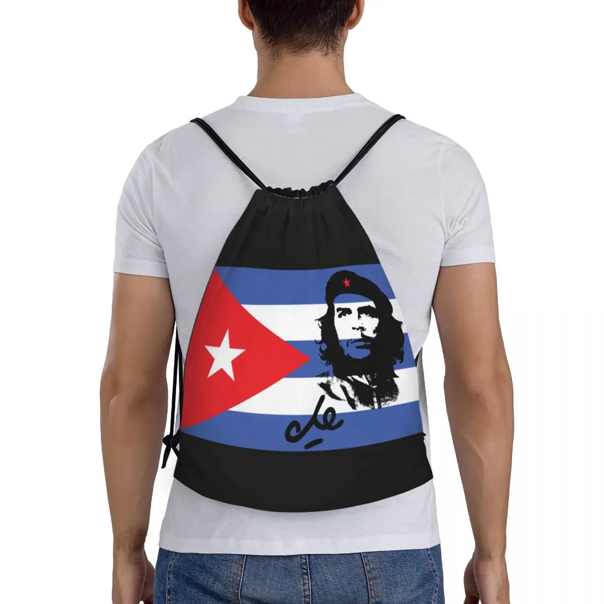 Custom Che Guevara With Cuba Flag Drawstring Bag Women Men Lightweight Cuban Socialism Freedom Sports Gym Storage Backpack