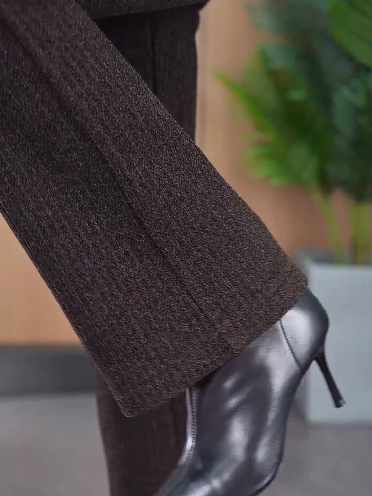 

Утепленные женские брюки из овечьего вельвета, весенне-осенние, кофейного цвета, расклешенные, зимние, на флисовой подкладке, хлопковые брюки для мам