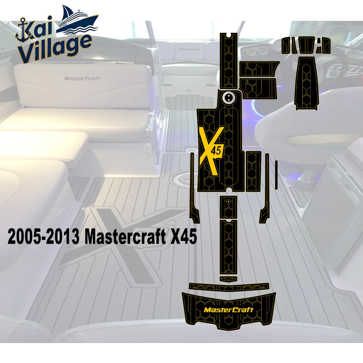 EVA Foam Anti-Skid Ship Deck Mat – Custom-Fit for 2005-2013 Mastercraft X45 | Water-Resistant Cruise Ship Floor Mat