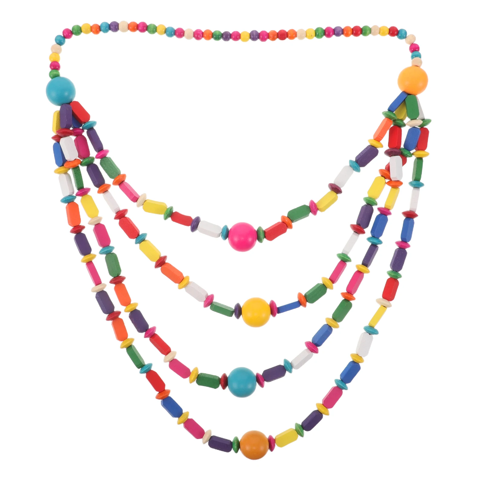 

Handmade Bohemian Wood Beaded Layered Necklace Chunky Statement Jewelry For Women Summer Beach Holiday Retro Style Colorful