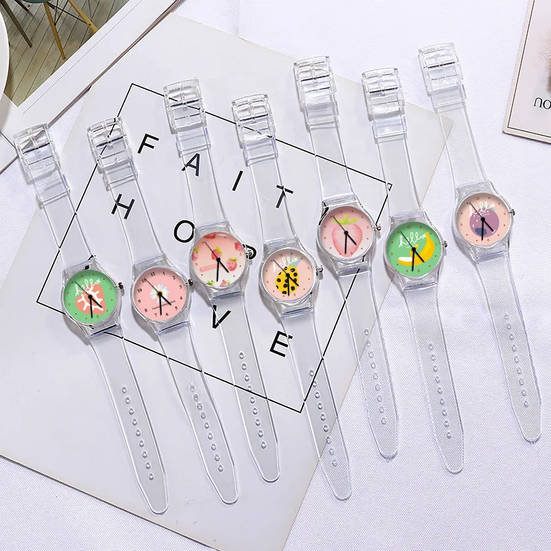 UTHAI BK111 Fruit Quartz Watch Children's Boys and Girls' Leisure Fashion Simple Transparent Flower Fruit Watch