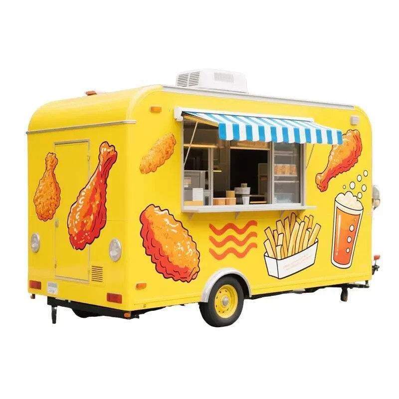 Durable Square Food Trailer Concession Cart With Range Hood Sinks Workbenches Fully Equipped Mobile Kitchen For Outdoor Event
