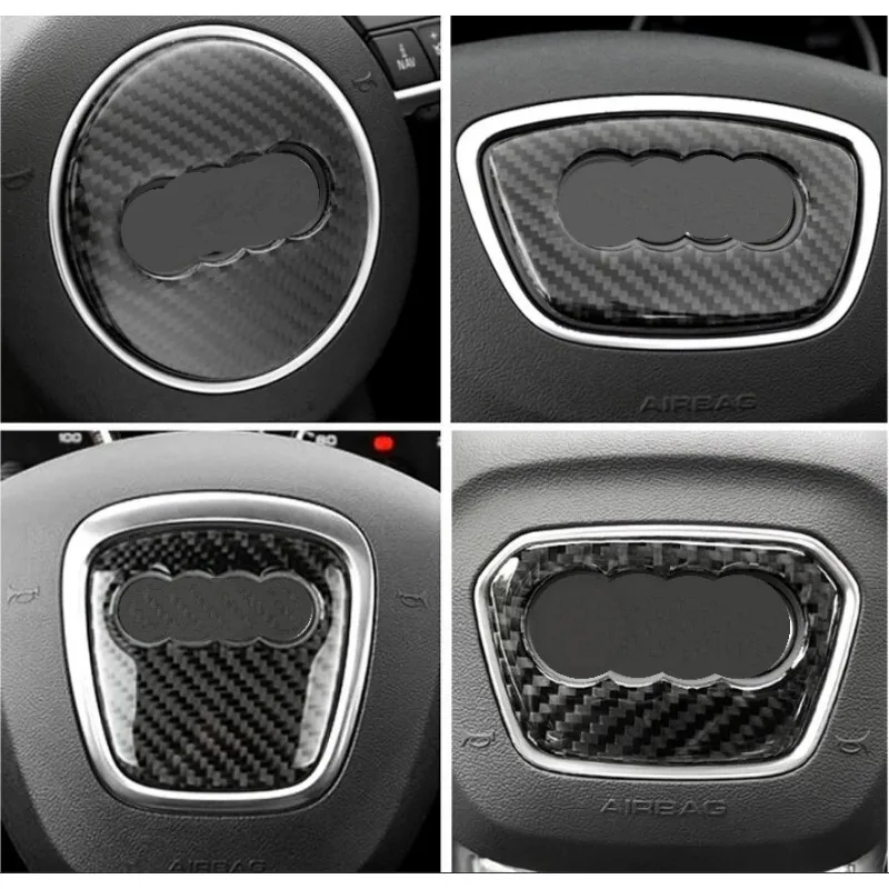 

1PC Car Carbon Fiber Steering Wheel Logo Sticker Frame Cover For Audi A1 A3 A4 A5 A6 A7 Q3 A6 C7 Q5 A8 Q7 B6 B7 Auto Accessories