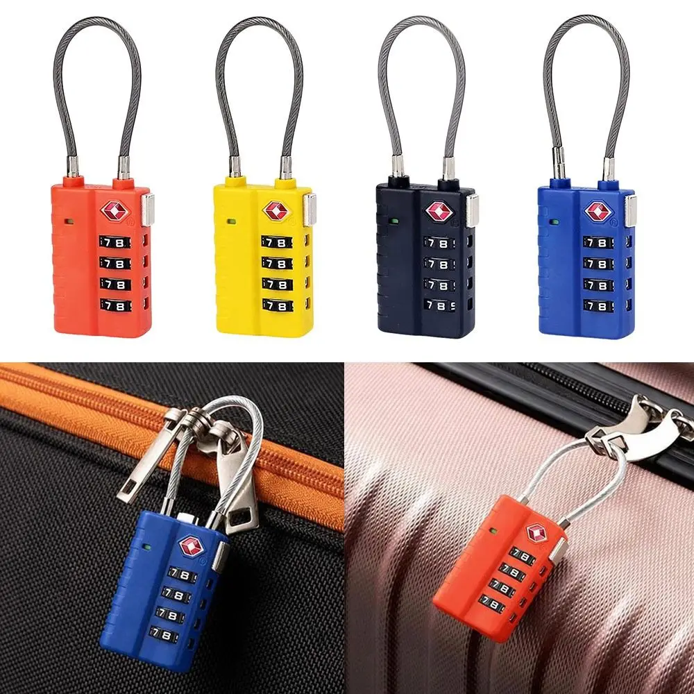 TSA 4 Digit Combination Lock Anti-theft Wire Rope Suitcase Luggage Coded Lock Security Tool Customs Password Lock for Travel