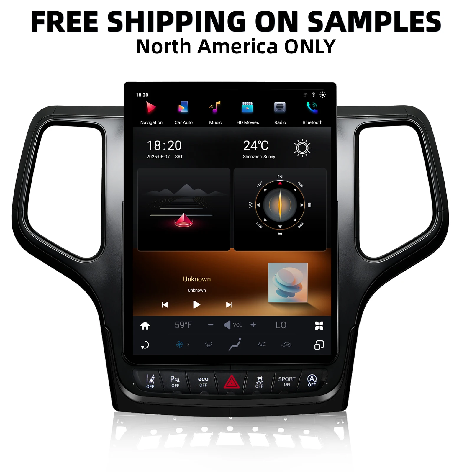 12.1 Inch Car Stereo Head Unit For Jeep Grand Cherokee 2014-2021 DSP Display Snapdragon665 Android Auto GPS Multimedia