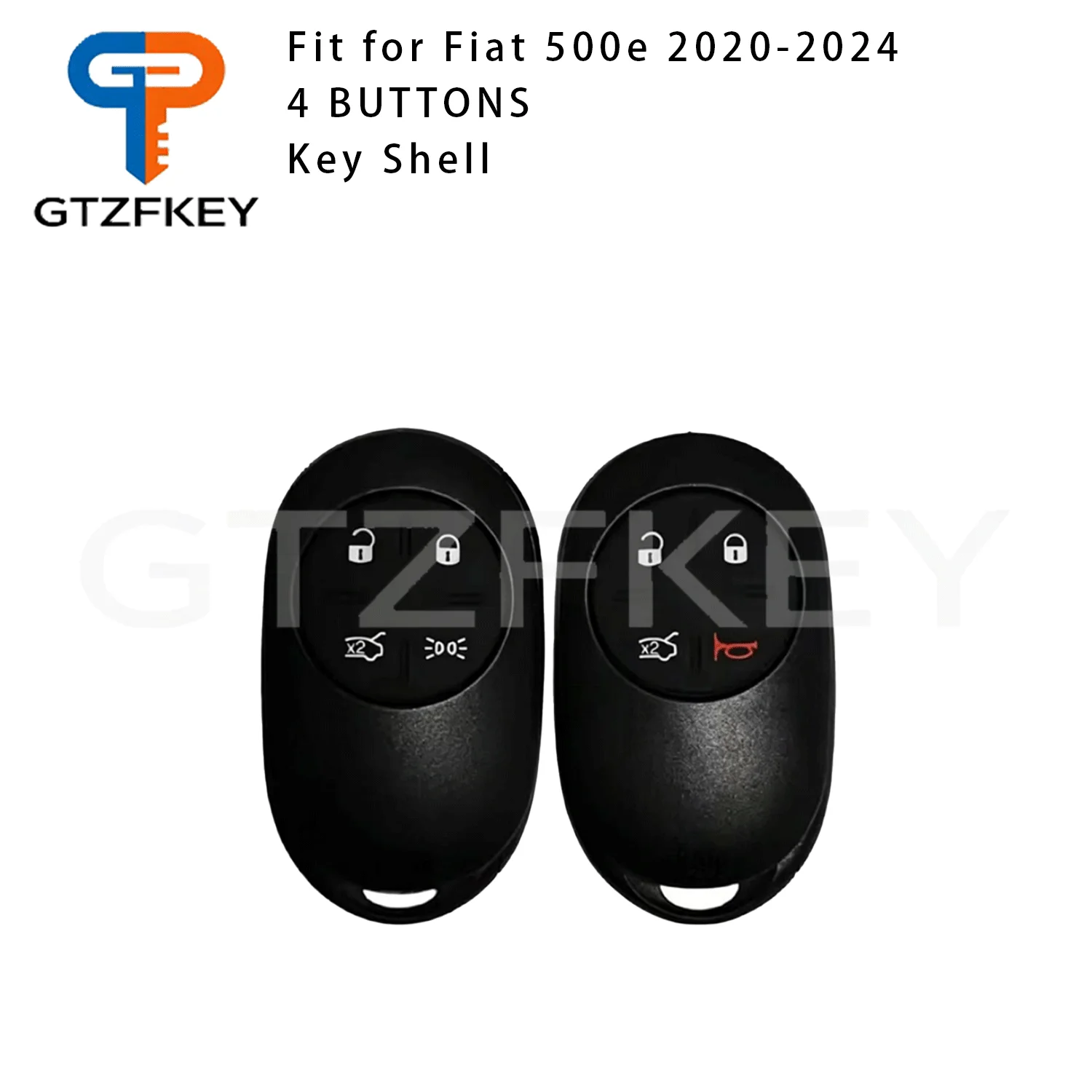 4 Buttons Smart Remote Car Key Shell Case For Fiat 500e 2020-2024 Replacement Key Fob Housing Light / Horn 2 Styles Optional