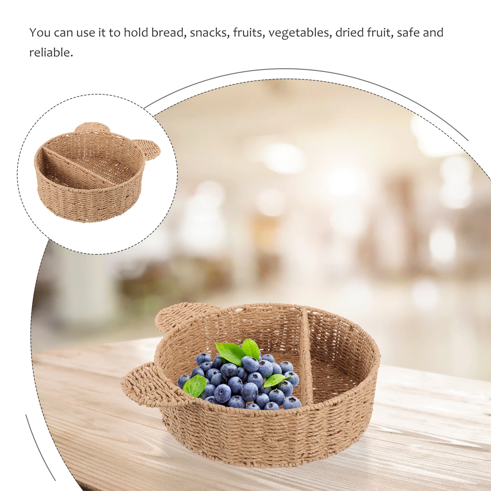 

Fruit Counter Tray Bread Vegetable Rattan Basket Handmade Smooth Multipurpose Storage Rattan Storage Basket Kitchen
