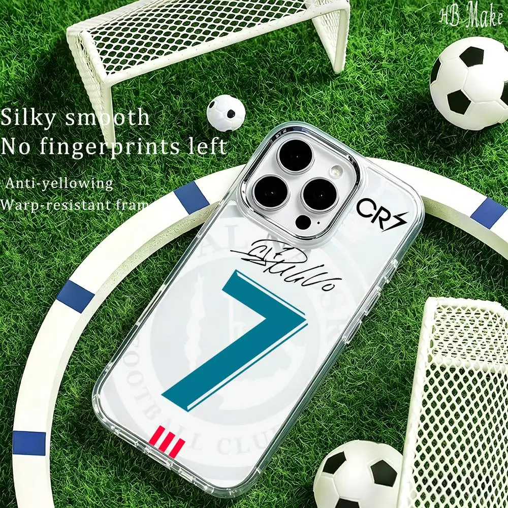 Coque de téléphone élégante Football Al N-Nassrs pour iPhone 17 16 15 14 13 12 11 Pro Max Plus avec bouton chromé et anneau de caméra transparent