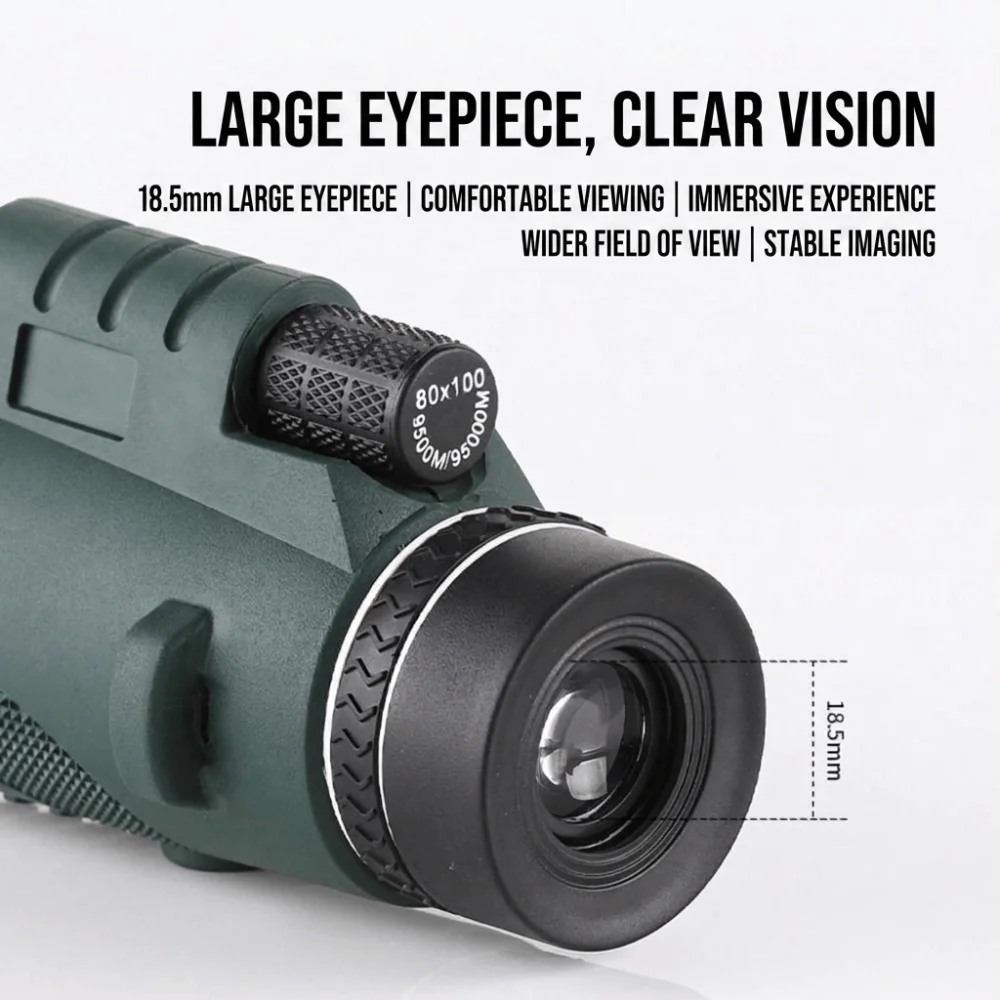 High Power Monocular Telescope Large Aperture Low Light Vision Handheld Monocular Ergonomically Shaped 10X High Power Monocular