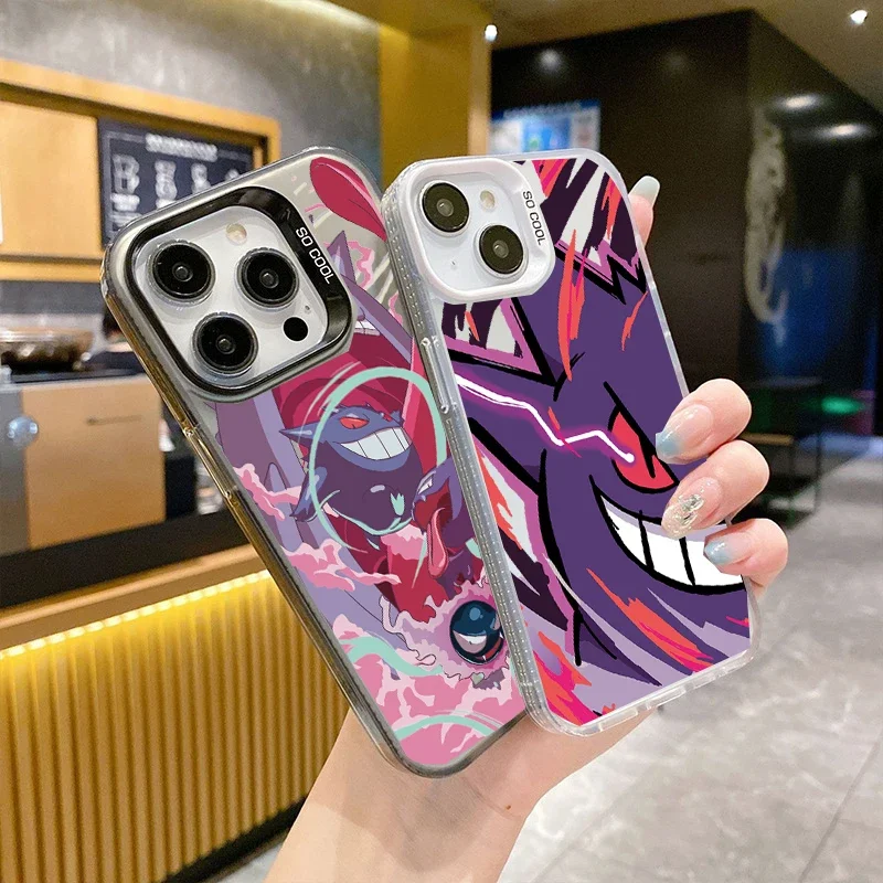 حافظة لهاتف آيفون 16 برو ماكس 16e 11 12 13 14 15 برو ماكس 16 بلس 13 ميني 7 8 SE 4 غطاء أنيمي بوكيمون أرجواني Gengar تصفيح شل #6