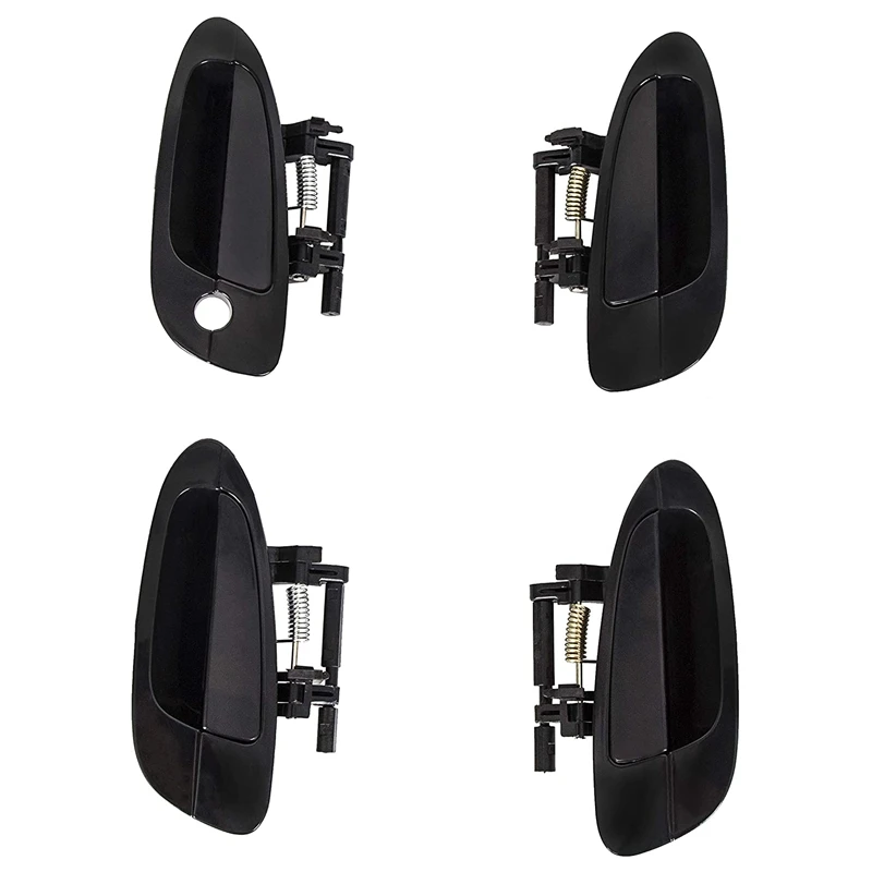 4Pcs Car Outside Door Handle Smooth Black 69230-02030 69220-02040 For Nissan Altima 2002-2006 (Front+Rear)