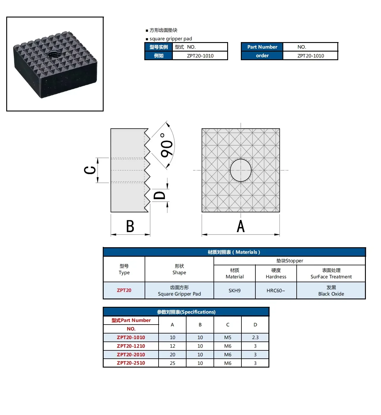 ZPT20 SKH9 Hardened square Gripper Pad Pad Set Screw Fixing Assembly Precision Locating Tooth Surface Shim Industrial Fixture