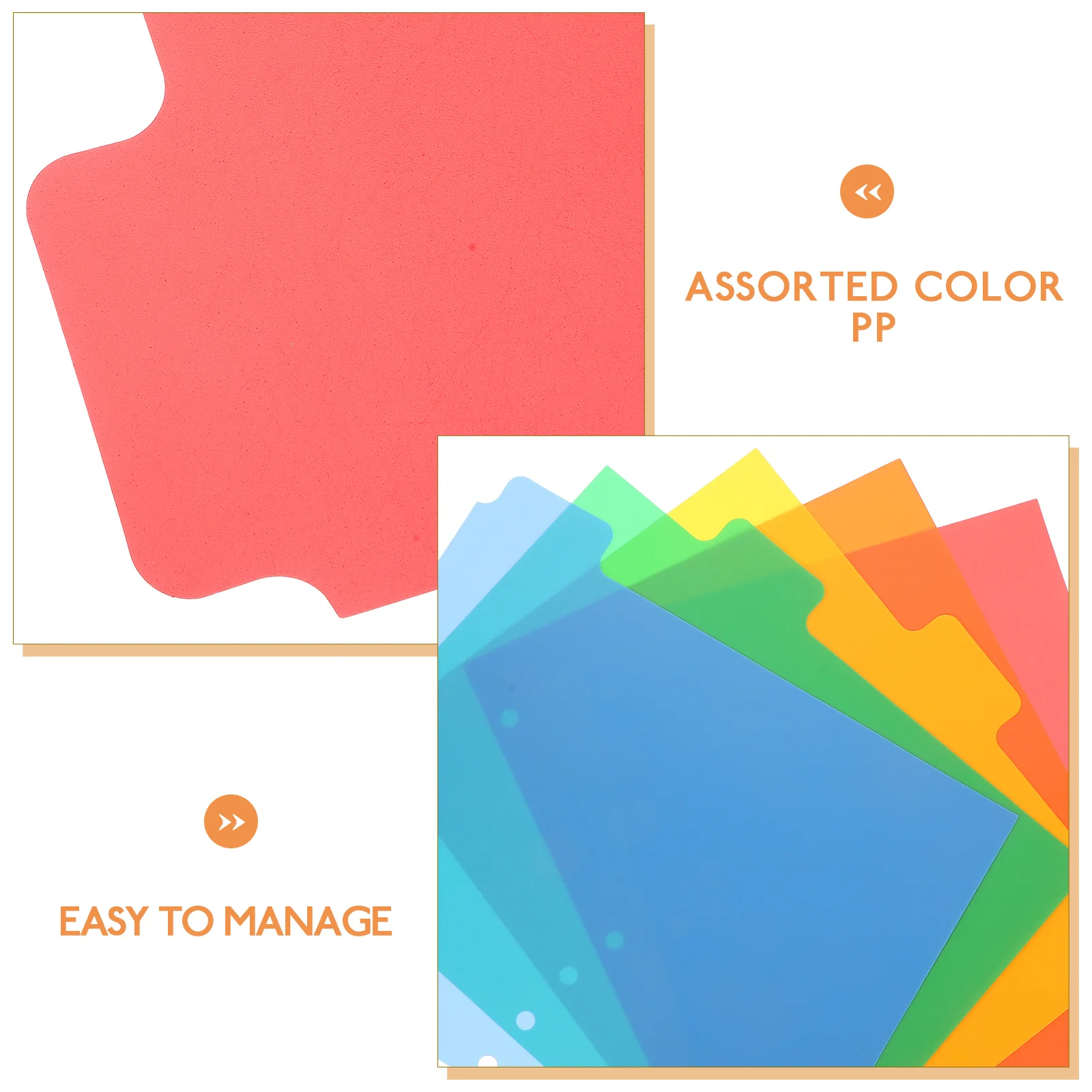 5 Pcs Binder Divider Dividers for with Tabs Colored Folder Plastic Notepad Pp Aesthetic Index Classified Labels Punched