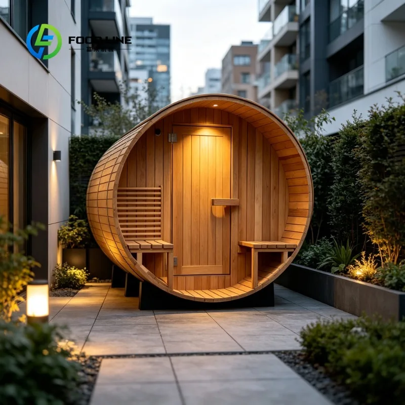 4-Person Modern Outdoor Sauna, Solid Wood Cedar Barrel Design with Wood Stove Heater, No Electricity Required