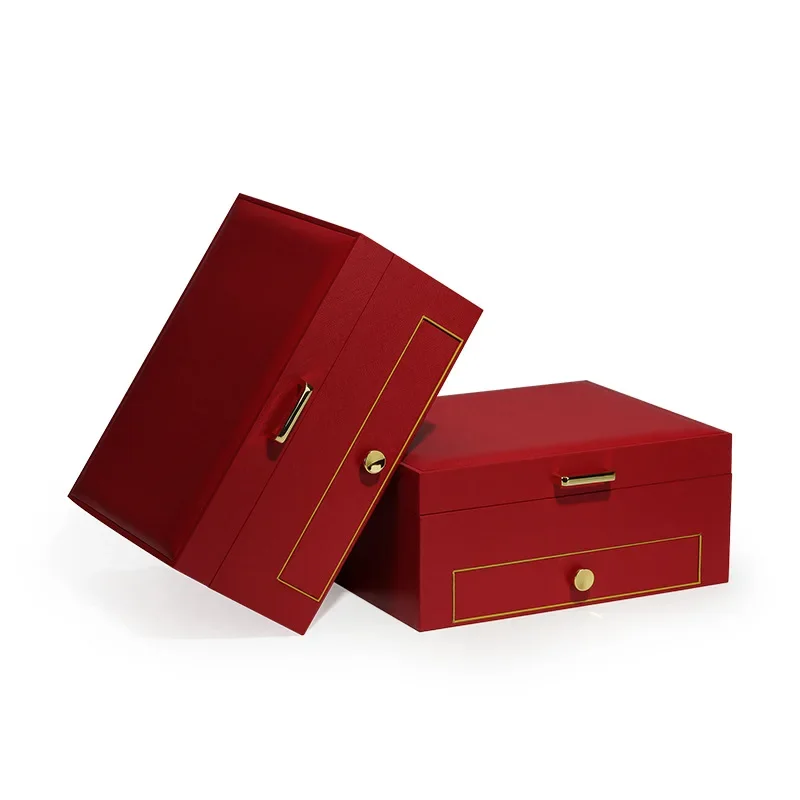 High grade luxury jewelry box necklace ring jewelry storage package gold wedding set gift box