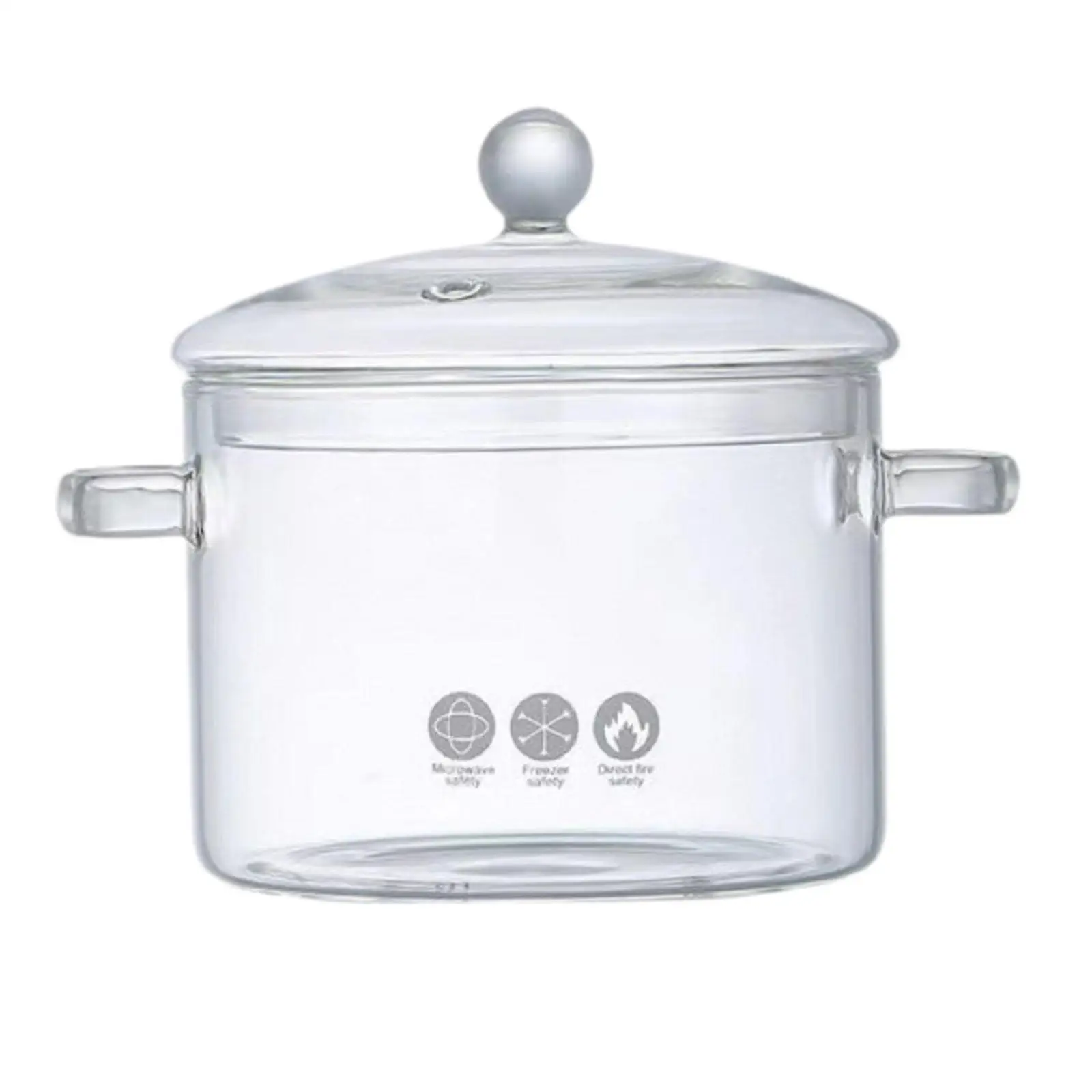 Glass Cooking Pot with Lid Multifunctional Double Handle Simmer Pot with Cover Cookware for Food Salad Soup Pasta Fruits
