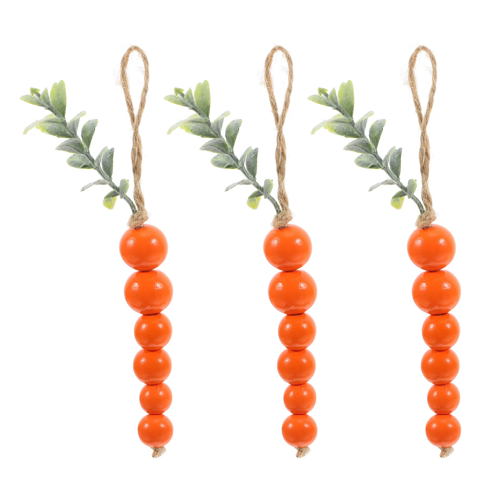

3pcs Easter Carrot Hanging Pendant Wooden Beaded Decor For Home Party Spring Tier Tray Artificial Vegetable Ornaments