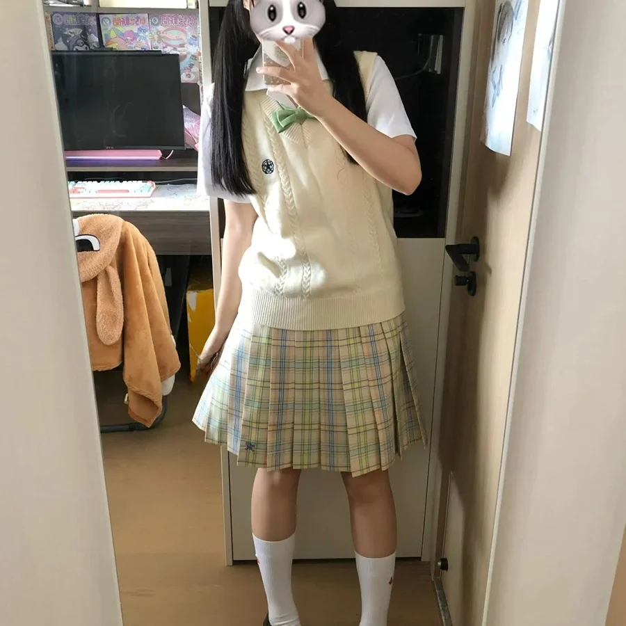 الأصلي اليابانية Sle المدرسة orm الحليب الكرز سترة سترة المرأة طبقات محبوك سترة دافئة V-Ne طويلة Sve سترة