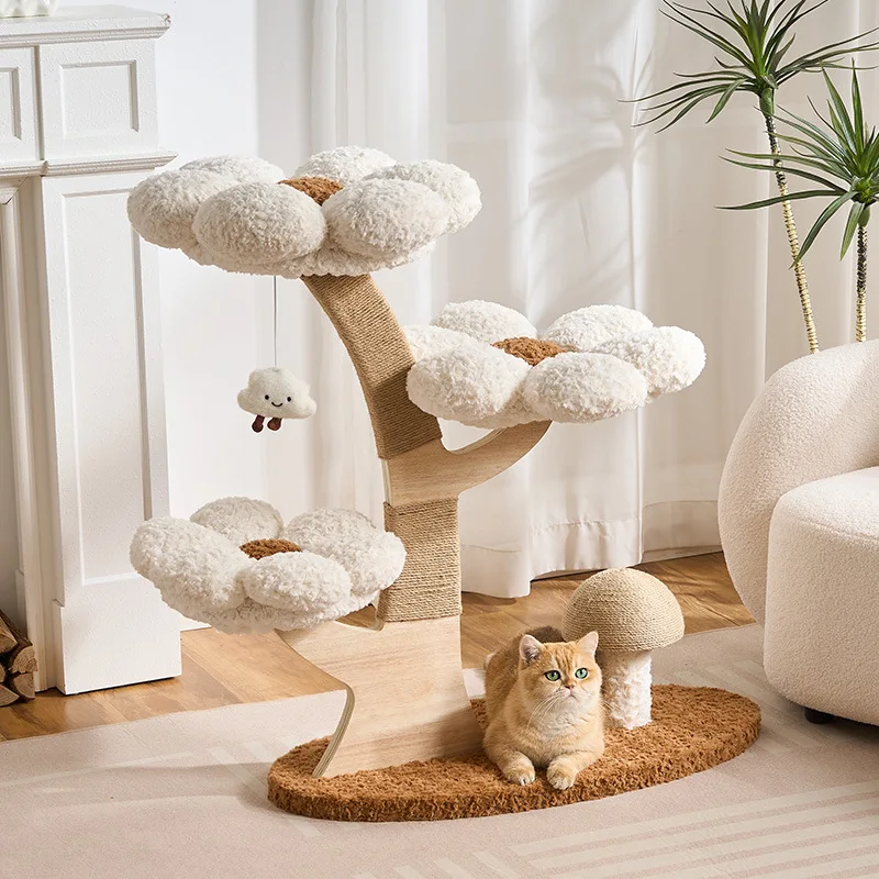 Winter warm cat climbing frame cat litter integrated multi-functional cat frame jute scratching column scratch-resistant wear