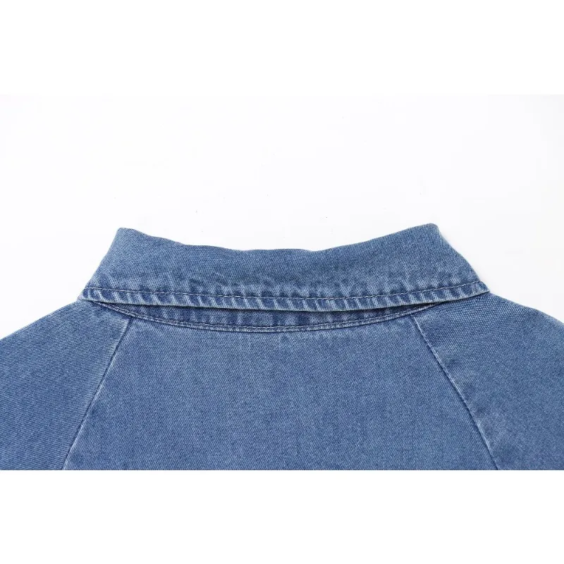 GELITAYIN Boho Chic Abito in denim abbottonato sul davanti Manica corta Orlo effetto consumato Cintura in vita Primavera Estate Abbigliamento casual