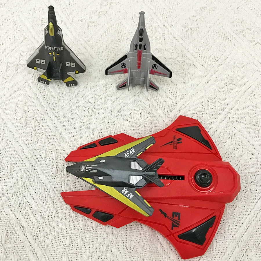 

Игрушечный самолет-катапульта для мальчиков, красная пусковая установка + 3 самолета-истребителя, интерактивные игрушки для дома и улицы, подарок на Рождество и Хэллоуин