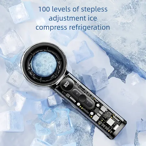 Nytt 2000mAh batteri 100 växlar AI supraledande kylning hängande hals utomhus minifläkt handhållen hopfällbar kraftfull turbofläkt 10 best sales höghastighetsfläkt - №8