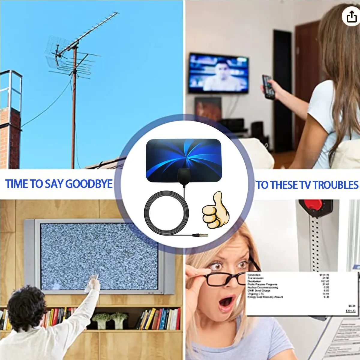 Digital TV Indoor Antenna Ground Wave Mini Hdtv Antenna Hdtvt2 Antenna For Car Antenna RV Travel Smart TV