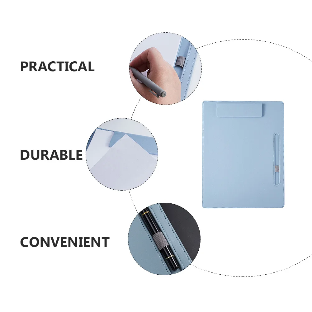 

A4 Clipboard File Folder Document Holder For Office School Conference Sky-Blue Writing Plate Clip Stationary Board Paper File