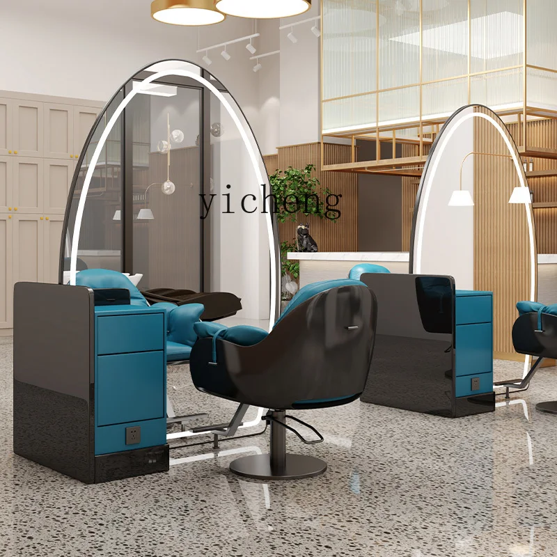 

TQH fashion barber shop mirror table with cabinet integrated floor mirror hair salon hairdressing single-sided double-sided