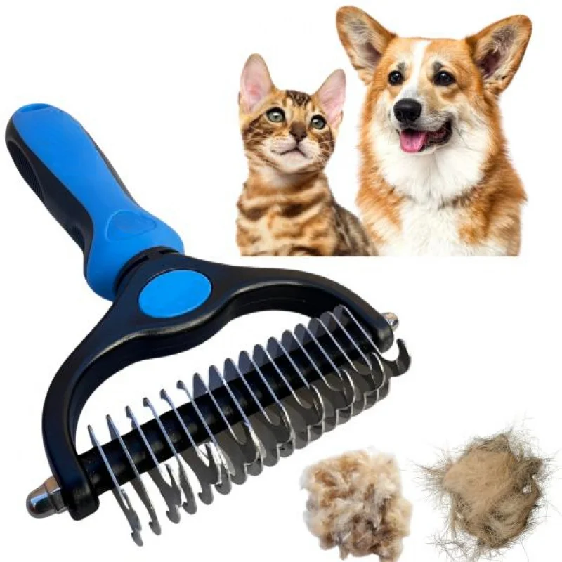 

Pet grooming brush with double-sided shedding and internal coating rake comb dogs cats, no longer annoying of h